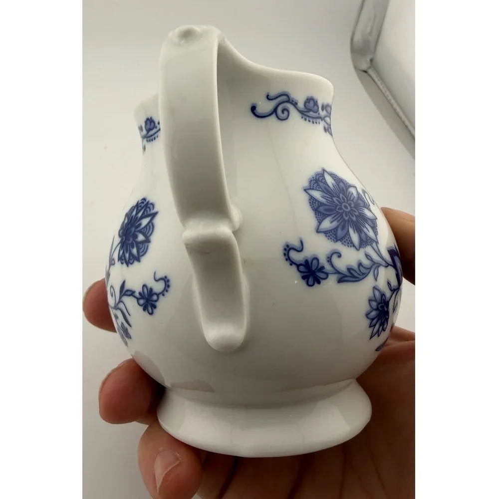 Jellmann Weiden‎ Bavaria W Germany Rose Pattern Creamer Pitcher Blue White